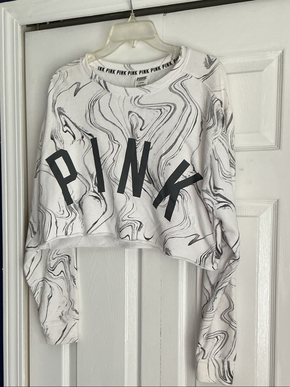 Victoria's Secret PINK White and Black Graphic Crewneck